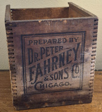 Antique Dr Peter Fahrney Wood Medicine Bottle Crate Box Chicago