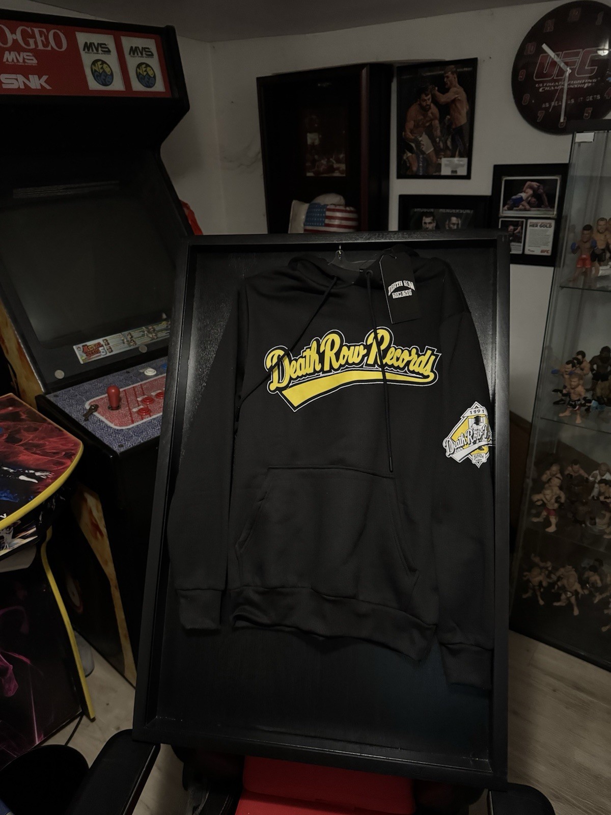 FILA Felpa con cappuccio Death Row Records nera e gialla taglia S nuova con etichette