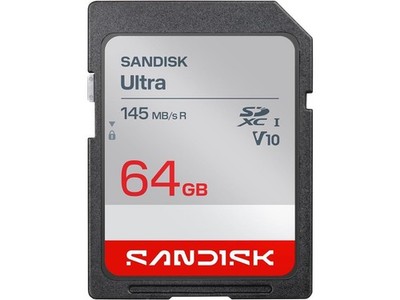 SANDISK 64GB Ultra SDHC UHS-I Card and SDXC UHS-I Card - Up to 145MB/s Read
