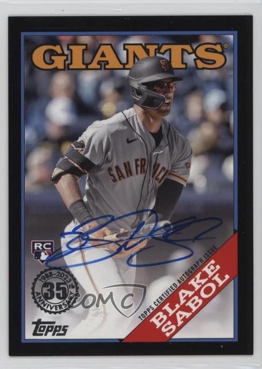 2023 Update 1988 Topps Baseball Black 196/199 Blake Sabol Rookie Auto RC 18gt