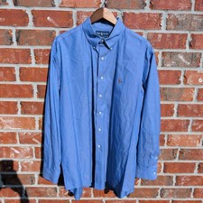 Ralph Lauren Button Down Shirt Mens 17 34 Blue Yarmouth Pinpoint Oxford Cotton