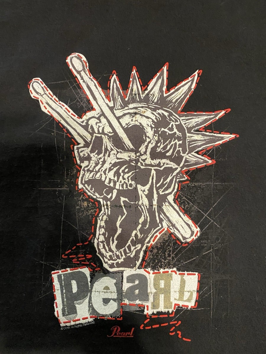 Pearl Drums Skull With A Mohawk Shirt Large, Y2K | eBay