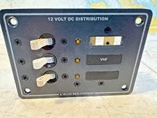 Blue Sea 8025 Power Distribution Panel 12V 24V DC 3 Pos Marine Breakers Backlit