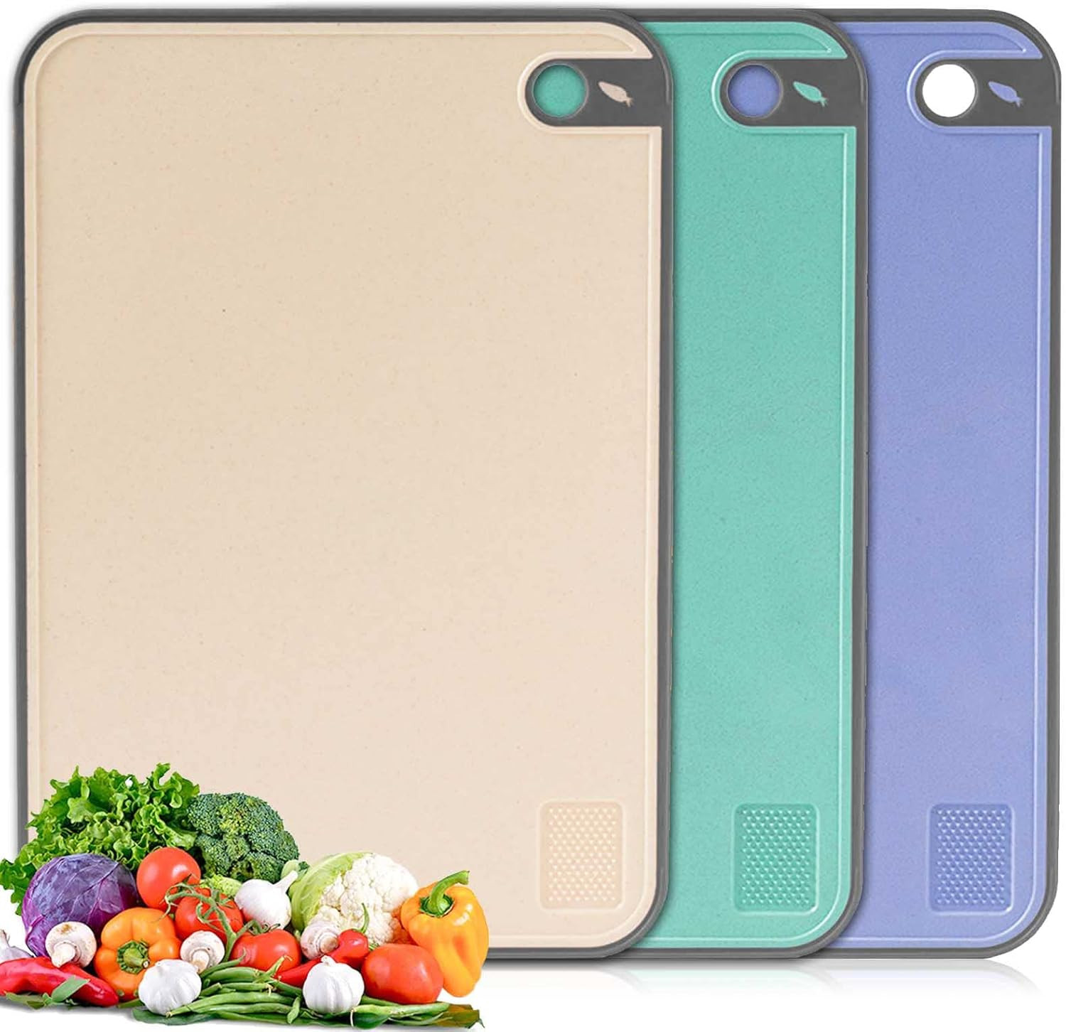 Set 3 Taglieri Cucina Design Moderno Plastica Antiscivolo BPA Free