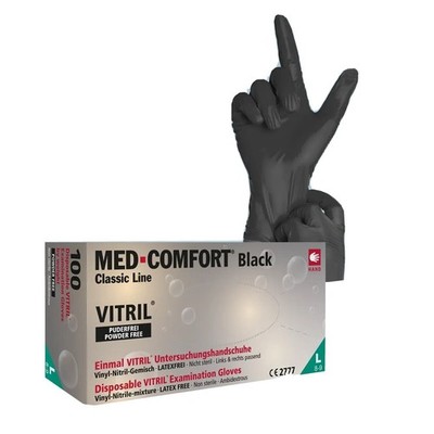 100 Einmalhandschuhe Schwarz S- XL Nitril Vinyl Mix Einweghandschuhe VITRIL