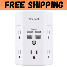 5 Outlet Extender Surge Protector Multi Plug Wall Adapter USB Charger Ports with