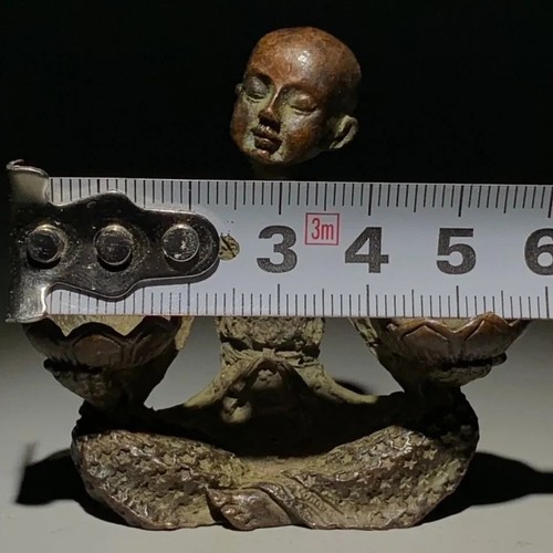 Brass Monk Holding Lotus Statue Incense Cone Burner Buddhism Zen Candle Stick - Picture 8 of 9