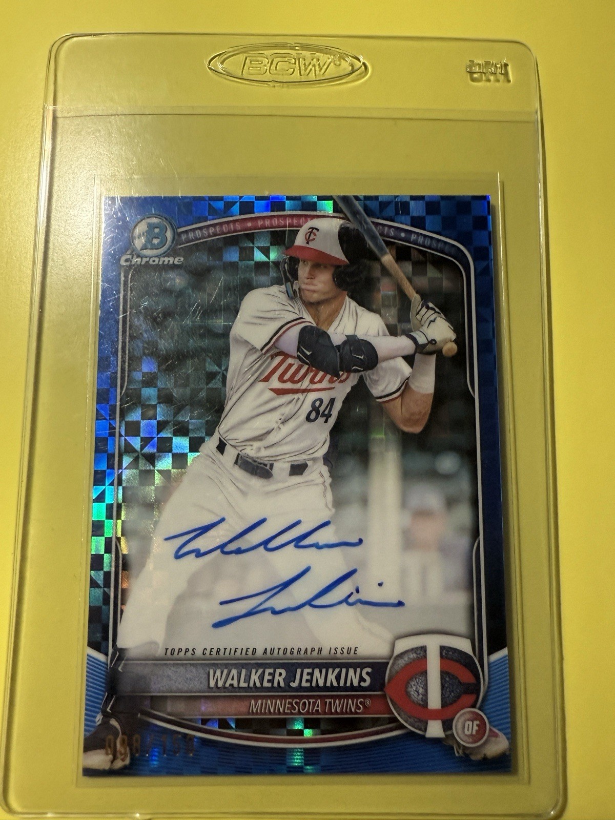 2025 Bowman Chrome Prospect Autographs Walker Jenkins #CPA-WJ Blue XFractor /150