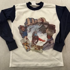 Vintage Youth Photo Print Shirt Winter 70s  Acrylic All Over Print Tshirt 12/14