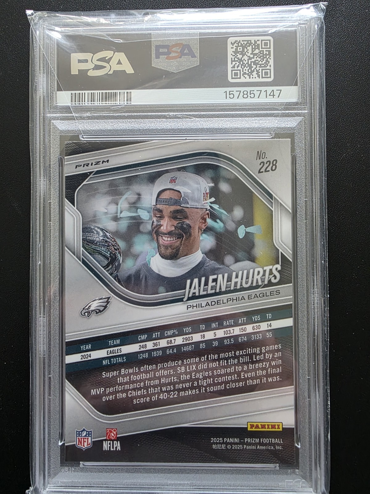 2025 Jalen Hurts Prizm  Lazer Super Bowl Variation  MVP PSA 10 🔥🔥🔥🔥🔥 view 2