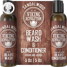 Viking Revolution Beard Wash  Beard Conditioner Set W/Argan  Jojoba Oils - Sof