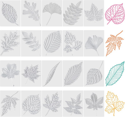 Wonderjune 20 Pcs Leaf Rubbing Plates 3.94 X 5.12 Inches Texture Art Supplies Te
