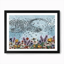 Starling Murmuration Art Print Framed Wall Art Poster Canvas Print Picture