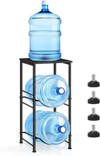 2 Tier Water Bottle Holder 5 Gallon Heavy Duty Water Jug Holder w/Storage Shelf