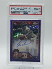 2023 Topps Chrome Update Casey Schmitt Auto RC Purple Speckle #155/299 PSA 10