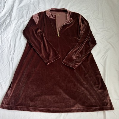 Spartina 449 Nora Velvet Half-Zip Dress - Bordeaux - Size XXL