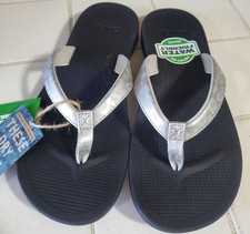 SANUK Cosmic Shores Women's Flip Flops Sandals Women's 10 Slides Leopard Silver