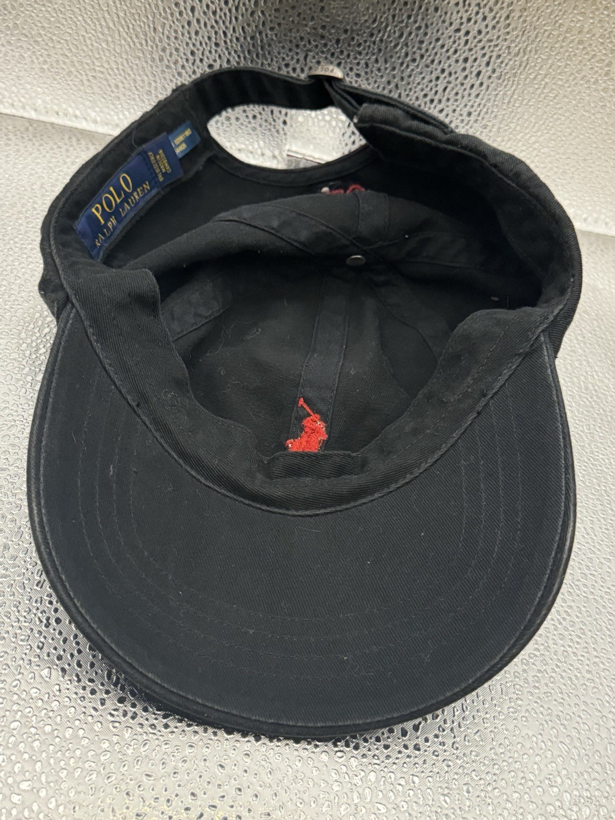 Polo Ralph Lauren cappello berretto cinturino schiena nero rosso pony cotone papà casual