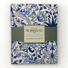 Original William Morris & Co  Blue/White Cotton Shower Curtain Botanical Floral