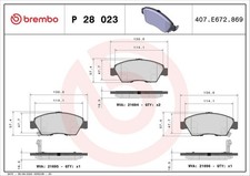 Brembo Bremsbelagsatz Vorne Akebono-System für Honda City V Stufenheck ab 12->