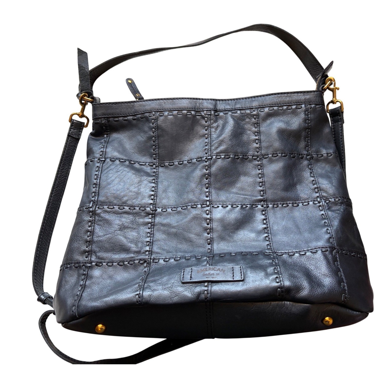 American Leather Co Black Patchwork Whipstitch Le… - image 11