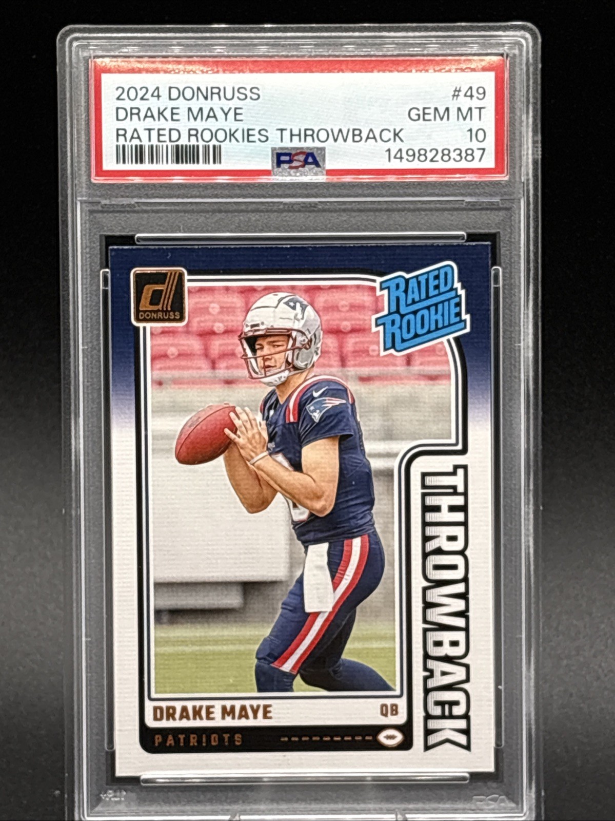 Drake Maye Panini Donruss Rated Rookies Throwback #49 Base