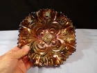 Vintage Imperial Purple Carnival Glass Embossed Scroll Bowl 8 1/4" Wide