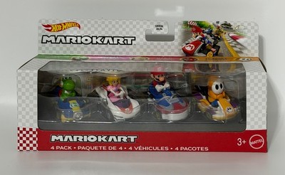 Hot Wheels Mario Kart 4-Pack Yoshi Princess Peach Mario Orange Shy Guy Die-Cast