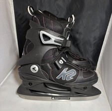 K2 F.I.T Ice Skates Girls Size 5 Black/Pink Laces Adjustable Strap