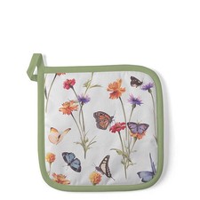 Topflappen 20x20cm  Schmetterlingsgarten Potholder Butterfly garden white