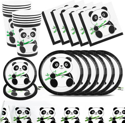Panda Partygeschirr Set, Geburtstag Party Dekoration, Kindergeburtstag Geschirr
