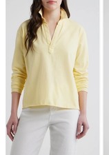 Frank & Eileen Size Xs Patrick Popover Henley Sweatshirt Light Yellow Minimal