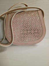 Tory Burch Laser Cut Geometric Crossbody Saddle Bag Soft Pink / Light Oak 2016