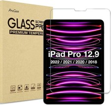 iPad Pro 12.9 6th 5th 4th 3rd Gen 2022 2021 2020 2018 Screen Protector, Glass Fi
