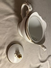 Hutschenreuther Selb Bavaria Kaffeekanne Weiß Goldrand Vintage Löwenmarke