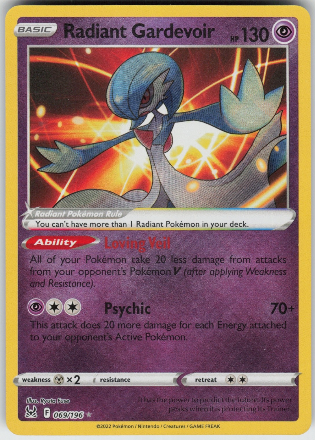 UR - 02 Holo Radiant Gardevoir 069/196 Radiant Rare SWSH11: Lost Origin