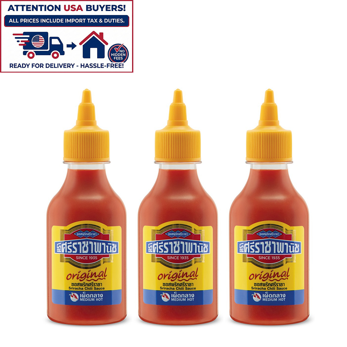 Salsa de chile Sriracha 230 g mediana picante tailandesa original salsa de inmersión