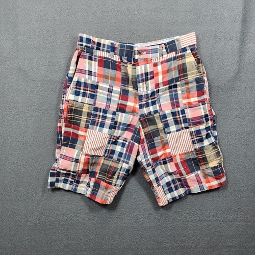 Brooks Brothers Shorts Youth Boy 18 Patchwork Madras Plaid 28x10 Preppy Academia - Picture 15 of 16
