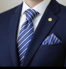 Blue Striped Necktie Set