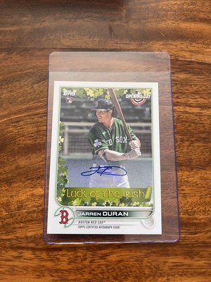 Jarren Duran 2022 Opening Day Luck Of The Irish Autograph LI-9 02/10