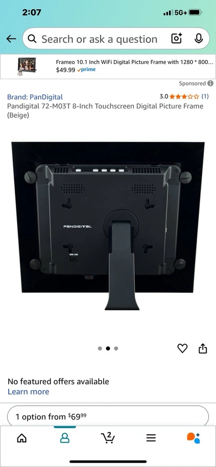 New Pandigital Touch Sensor Technology 8” LCD Digital Photo Frame - Image 3 of 4