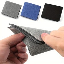 1Pc Men's Canvas Short Wallet Multi-Card Purse Holder Large Capacity Card Holder