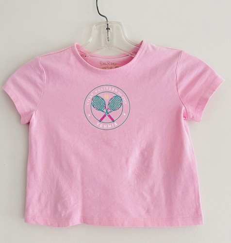 Lilly Pulitzer Mini Rally Tee Kids Toddler Sz S Peony Pink Holding Court Tennis