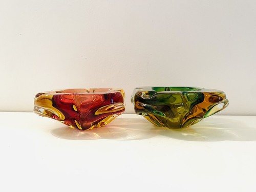 🟢 Flavio Poli für SEGUSO 2 Aschenbecher Muranoglasschale versunken 1970 - Bild 5 von 9