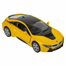 RI Novelty Pull Back Die-Cast Metal Vehicle -BMW i8 (Yellow - 5 inch) 1:36 Scale