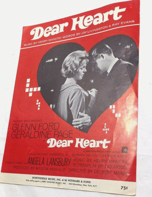 Dear Heart~Sheet Music~Glenn Ford~Geraldine Page~Henry Mancini~Vintage / 1964