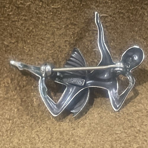 Vtg 925 Sterling Silver Antique Art Deco Ballerina Pin Brooch Dancer Tutu - Picture 4 of 6