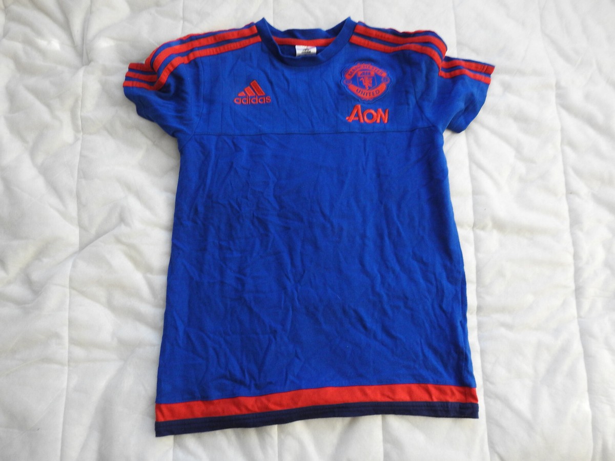 Manchester United 2015 Training Jersey Adidas Blue Shirt Size Boys