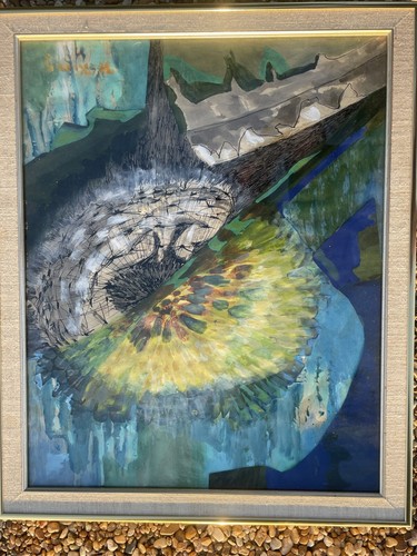 Kathleen King Signed Mid Century Mixed Media Painting Framed - Picture 3 of 11