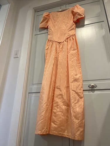 Vintage Union Made Dress Womens 2 Peach Prom Retro 80’s Costume Big Bows~2949 - Picture 5 of 23